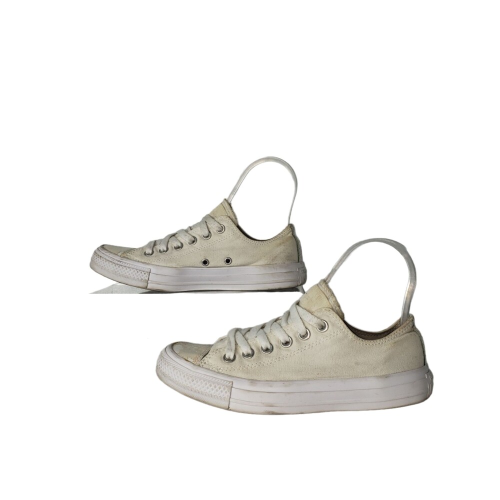 CONVERSE ALL STAR Low Profile White Sneakers Iridescent Detail Women's Size 7